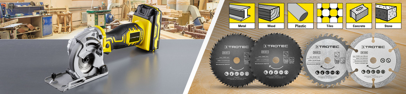 Mini circular saw blade sets for the portable circular saw PCSS 05-20V