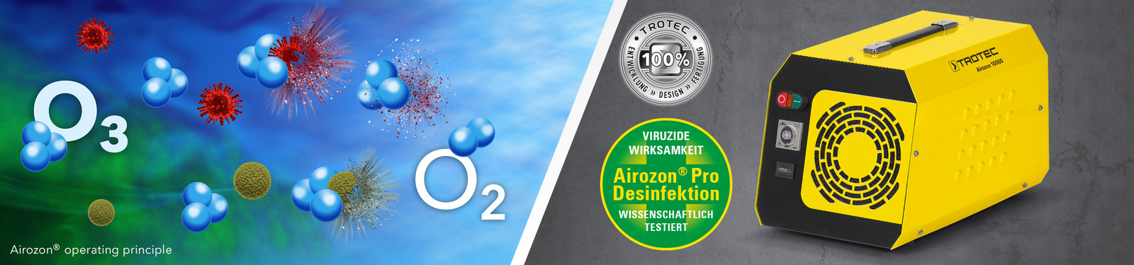 Generator ozona Airozon 10000 iz tvrtke Trotec za lokalnu neutralizaciju i dezinfekciju oksidativnog mirisa